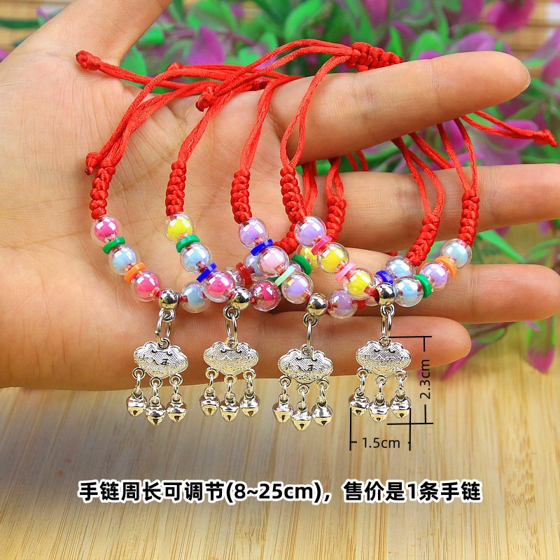 Children's cartoon accessory, red rope bracelet
