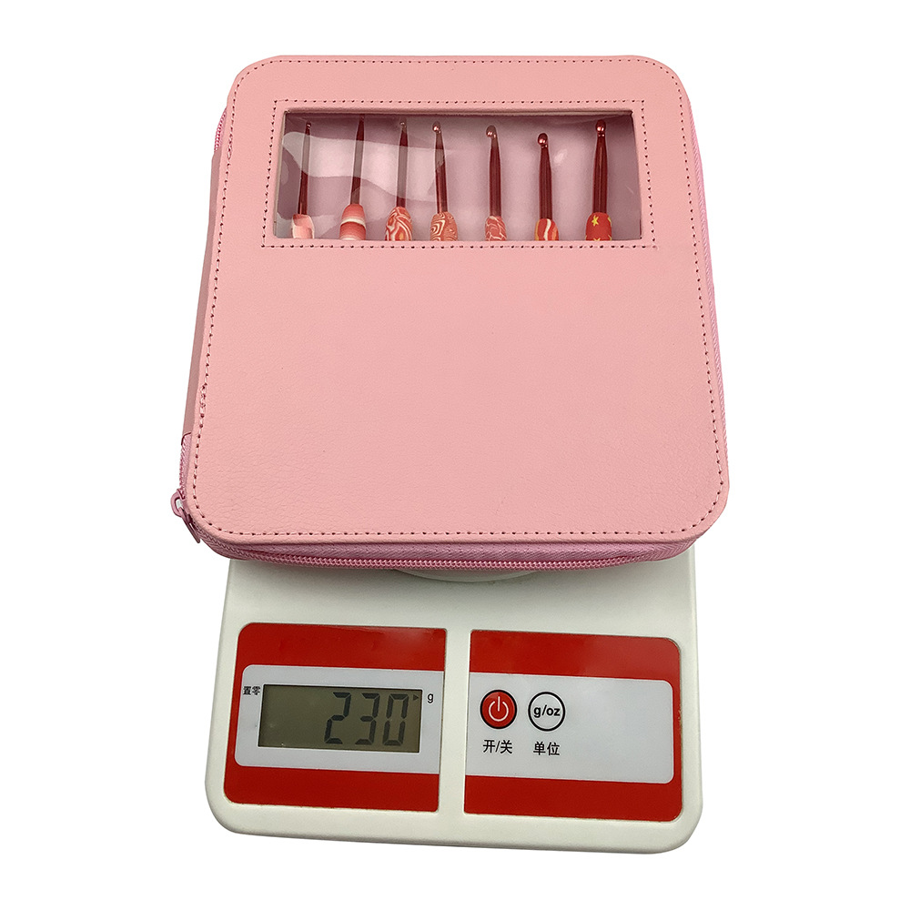 Herramientas de tejer aguja suéter largo rojo arcilla suave mango aluminio crochet conjunto 9 OPP bolsa embalaje