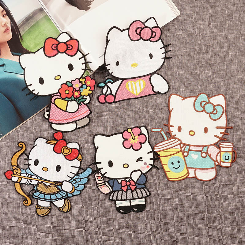 Cartoon Kate Cat Fashion Clothes Patch Stickers Basket Bag Decoration Stickers Embroider Cloth Stickers Hand-Sewn Embroider Patches Cloth Embroider