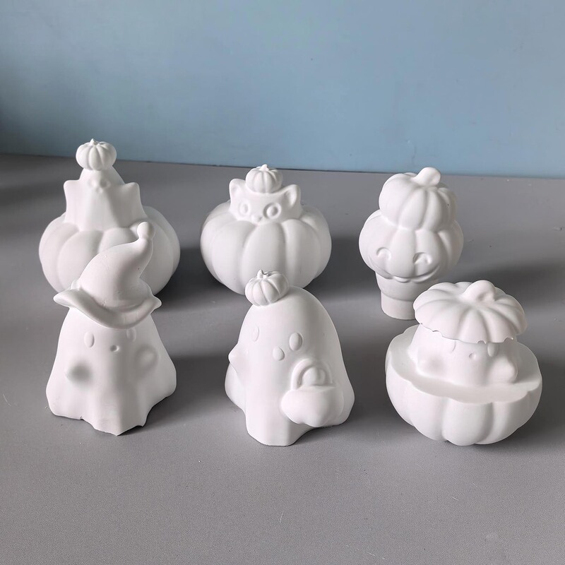 万圣节系列表情南瓜南瓜幽灵香薰蜡烛模具石膏摆件模具|undefined