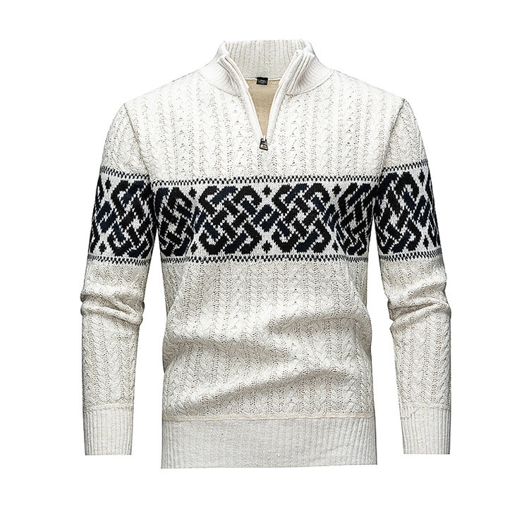 Suéter de otoño y invierno Jacquard caliente medio cremallera jersey de punto delgado camisa de punto Amazon Europa y América