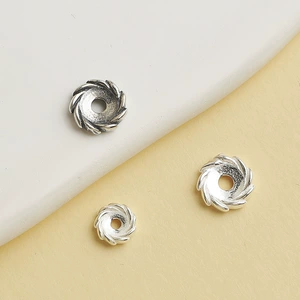 S925 Sterling Silver Retro Round Spacer Beads DIY Beaded Bracelet Necklace Spiral Spacer Jewelry Accessories