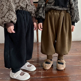 佳叶童品2025新款冬装儿童加绒束脚裤男女宝宝加厚保暖坑条休闲裤