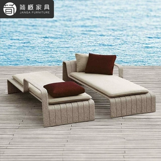 户外别墅庭院日光浴床休闲花园露台藤编沙发酒店民宿阳台沙发套装