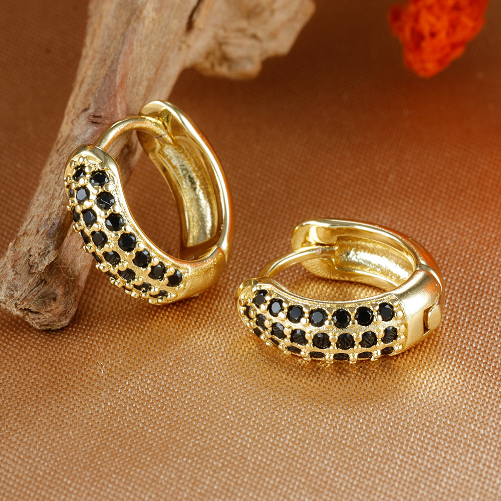 Round Pattern 1 Pair Vintage Style Classic Style Round Copper Artificial Crystal Earrings