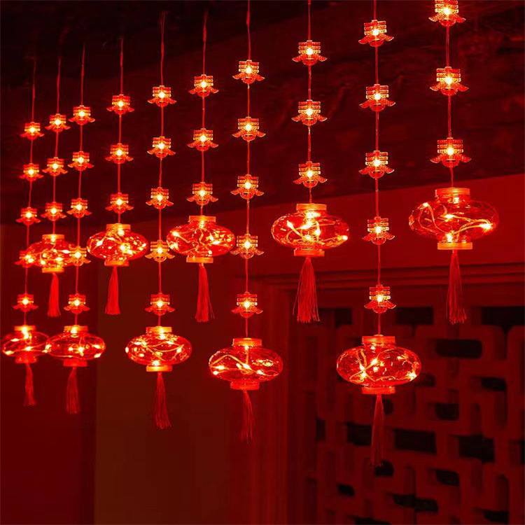 Luces de cadena Año Nuevo luces decorativas Piscis luces de colores Festival de Primavera 2024 fu carácter nuevo Fuwa Año Nuevo cortina pequeña linterna roja