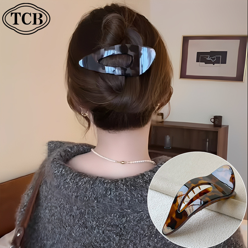 Korean-Style Leopard Print Flat Back-Of-The-Head Hair Clip for Women, Duckbill Clip with Teeth, Non-Slip Hair Accessory Korean-Style Leopard Print Flat Back-Of-The-Head Hair Clip for Women, Duckbill Clip with Teeth, Non-Slip Hair Accessory