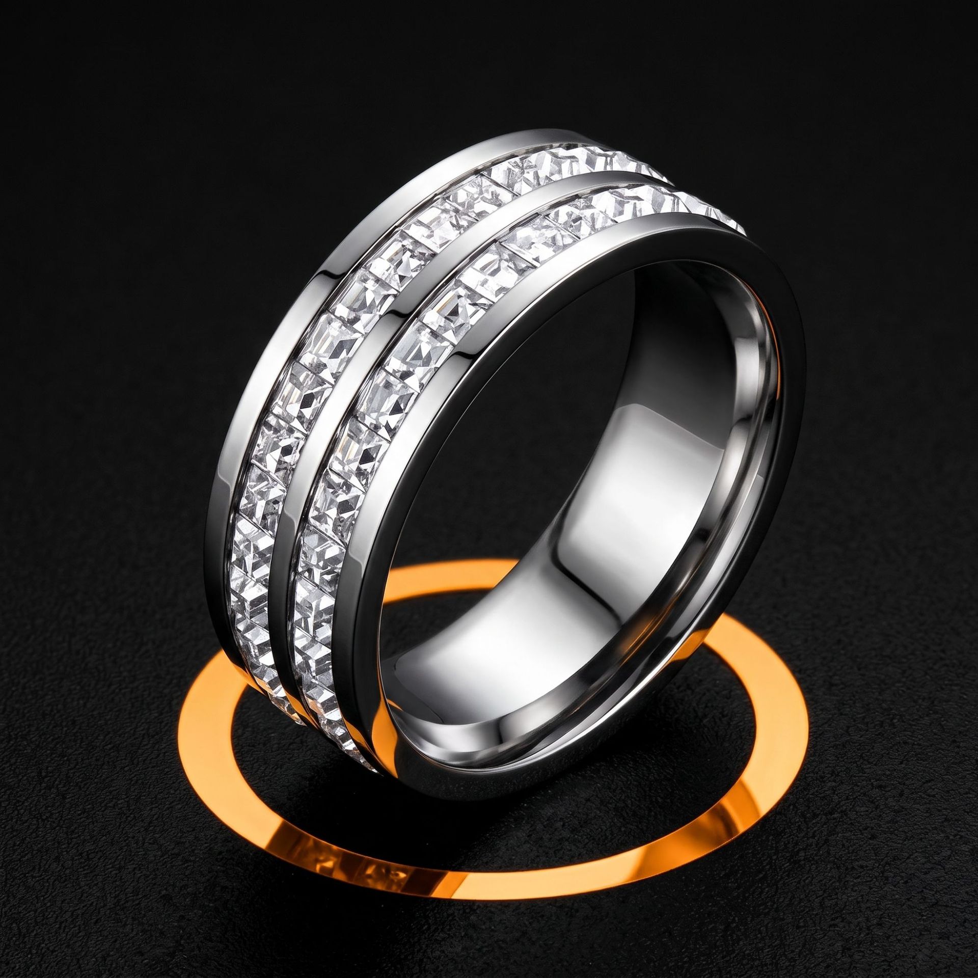 Anillo de acero inoxidable, nicho femenino, lujo ligero de alta gama, sin decoloración, oro rosa, diseño de gypsophila, joyería femenina