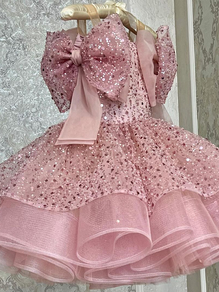 Children Princess Dress Girls Girls Dress Bow Putch Skirt Sequenant Princess Skirt 2