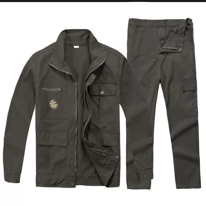 Комплект спецодежды, цельный сварочный комплект, утолщенный, устойчивый к ожогам, из чистого хлопка, для авторемонта, весенне-осенняя спецодежда для охраны труда