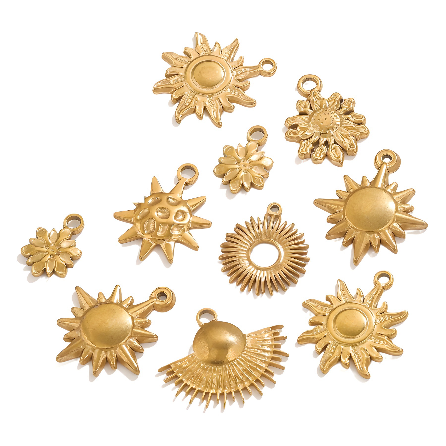 Joyas de acero inoxidable transfronterizas impermeables sol cruz amor collar pulsera colgante de titanio DIY