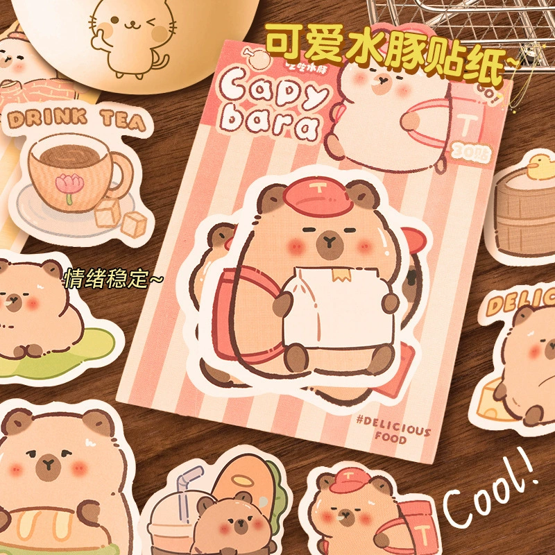 Kapibala милые наклейки с изображением капибары, детские наклейки для справочника с героями мультфильмов, украшение для чашки воды для мобильного телефона, студенческие наклейки для заметок