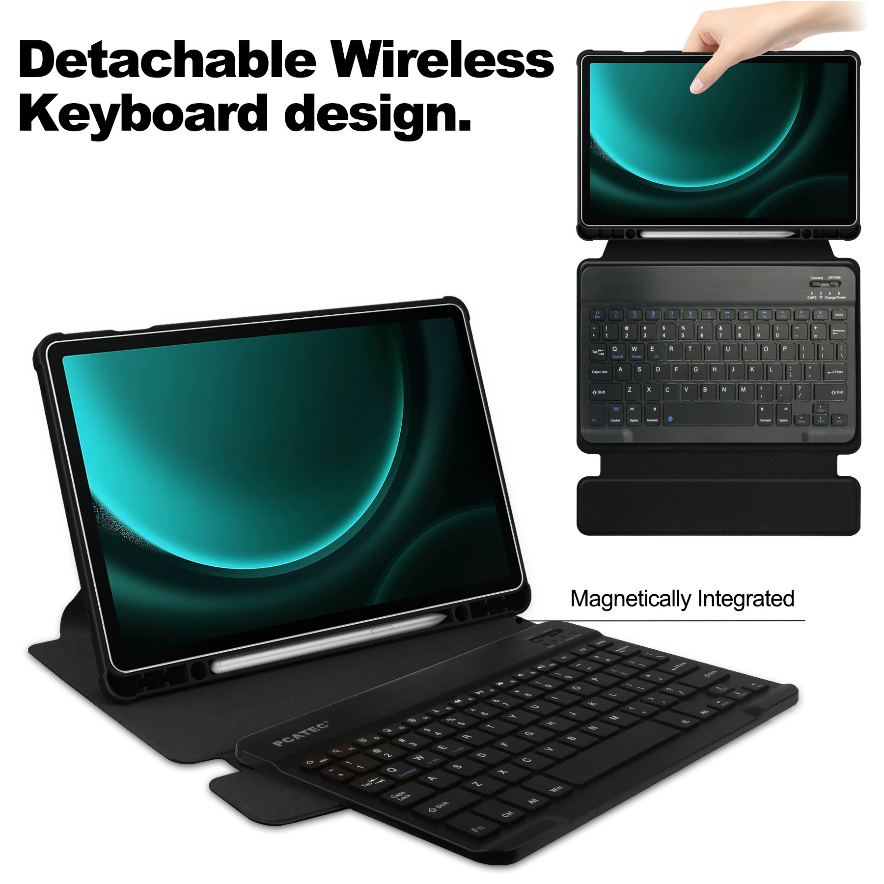 Подходит для Samsung TAB S9fe Bluetooth клавиатура защитный чехол Samsung S9Plusp 360° поворачивающийся кожаный чехол
