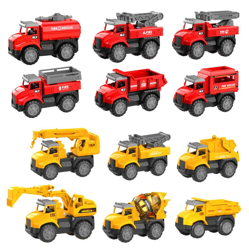 Детская реалистичная коробка-сюрприз, металлическая инерционная toy car, набор, лестница, модель автомобиля, детская одежда, пожарная машина