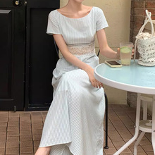 甜心莓莓 甜美少女蝴蝶结格纹吊带裙V领显瘦减龄A百摆连衣裙 夏季