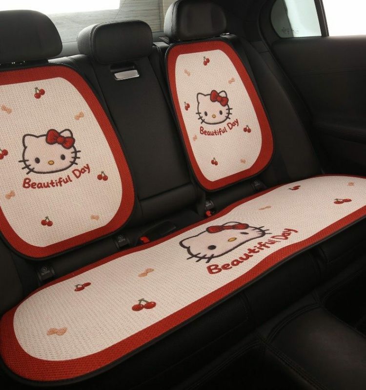 Car Seat Cushion, Universal for All Seasons, Breathable Kt Cat Seat Cushion, New Half-Cover Seat Cover, Cute Cartoon Single-Piece Seat Cover