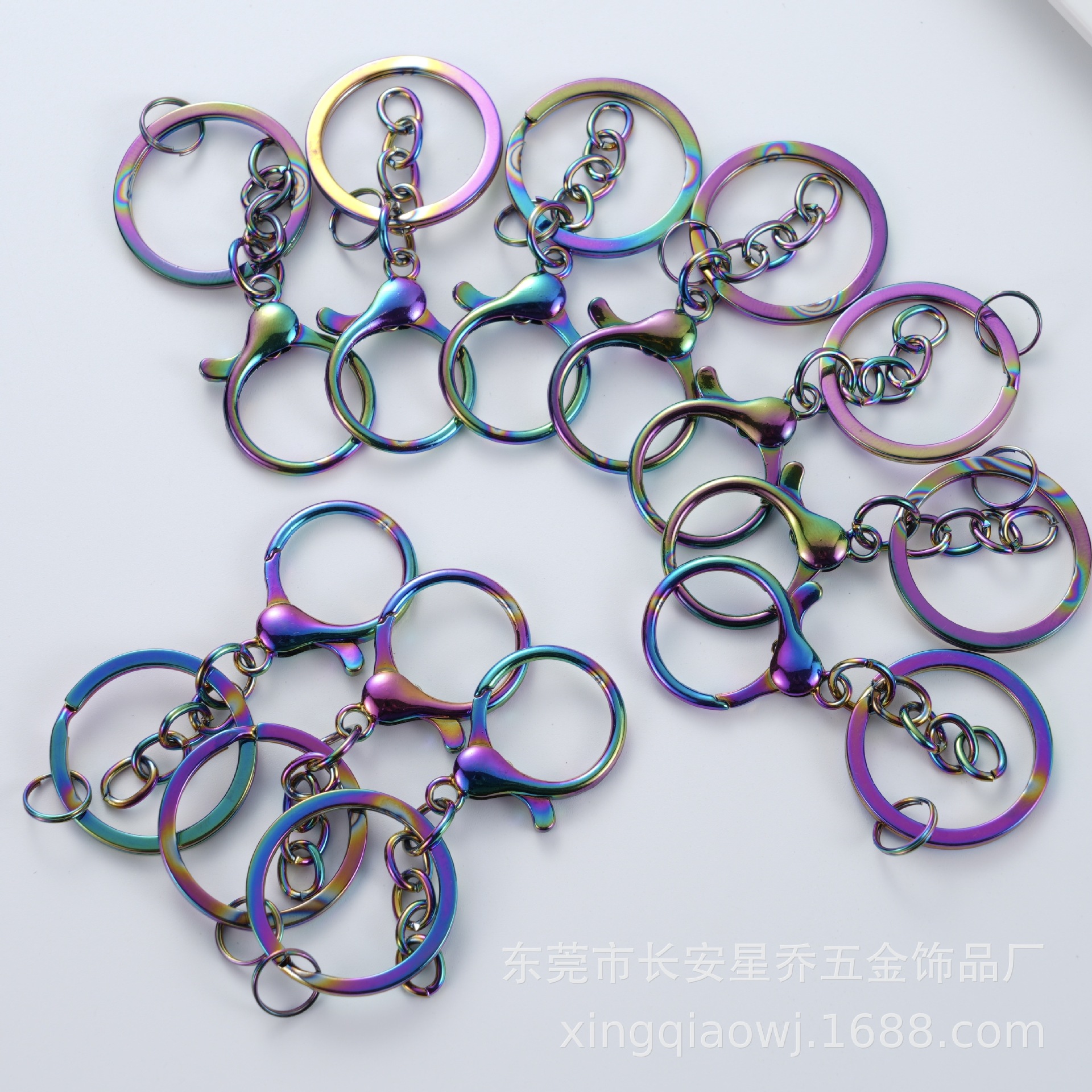 Llavero de langosta de colores con baño galvanizado, set de 3 piezas, vacío, venta al por mayor de fábrica