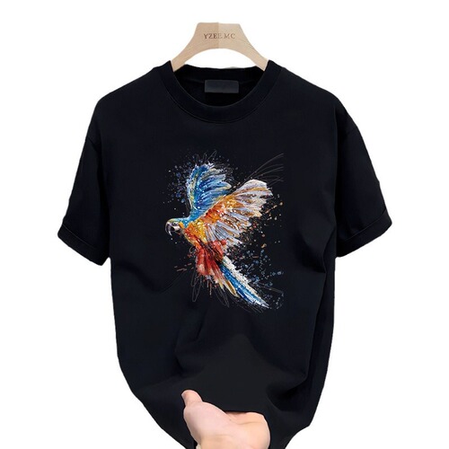 Heavyweight pure cotton short-sleeve T-shirt casual fashion men and women's summer ins white match crew neck top trendy versatile men half-sleeve