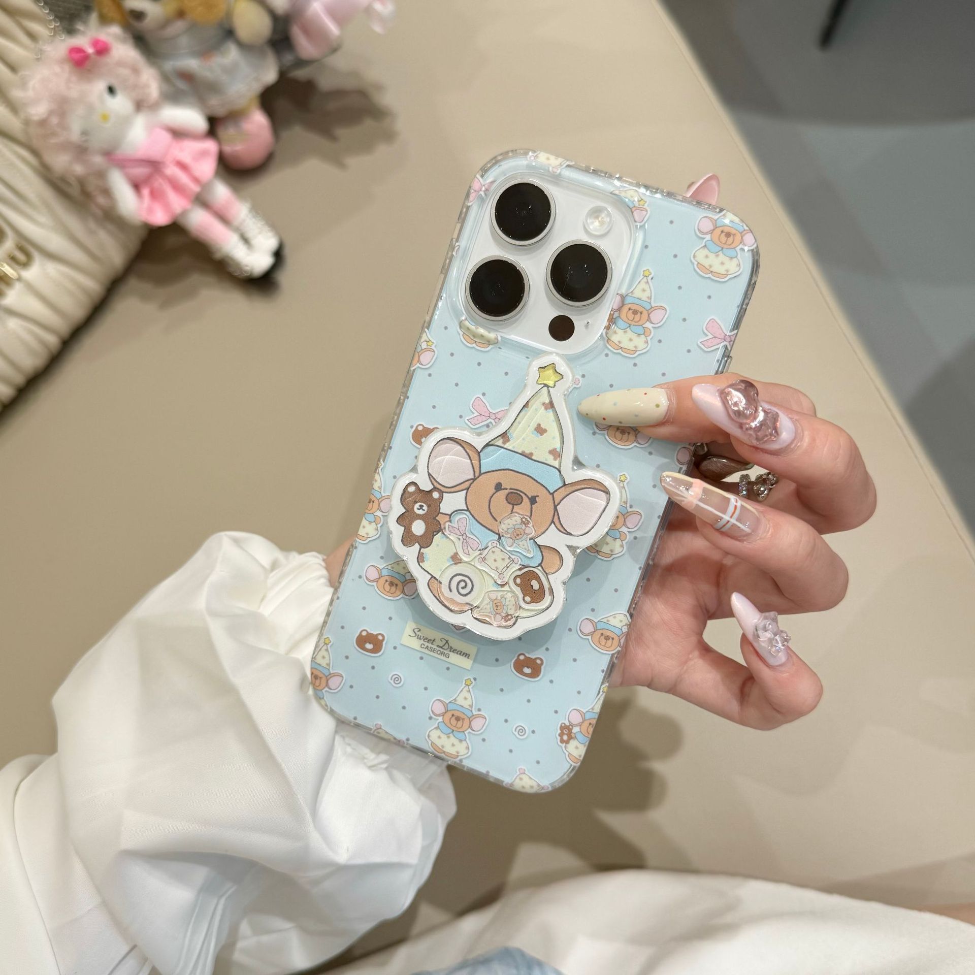 Divertido pijama de dibujos animados de nicho oso para Apple 16ProMax funda para teléfono móvil 15Pro pareja 14/13 celebridad de Internet