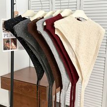 针织披肩亮片斜边三角百搭女叠搭配设计系带气质时尚针织马甲批发