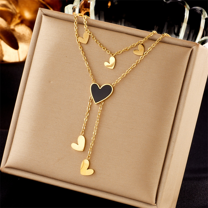 Titanium Steel Pendant Material Wholesale Jewelry Lady Star Heart Shape Butterfly Titanium Steel Irregular Plating Necklace