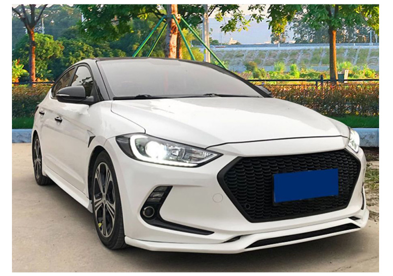 Suitable for Modern 2016-2019 Hyundai Elantra Body Kit Modification Parts: Front Lip, Side Skirts with Lights, Rear Lip, and Body Kit
