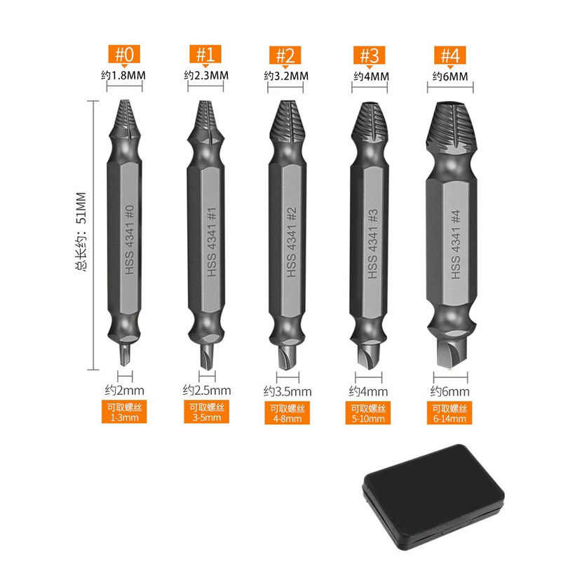 Dispositivo de extracción de tornillo transfronterizo de acero de alta velocidad de doble cabezal 4341 tornillo de rotura de diente deslizante