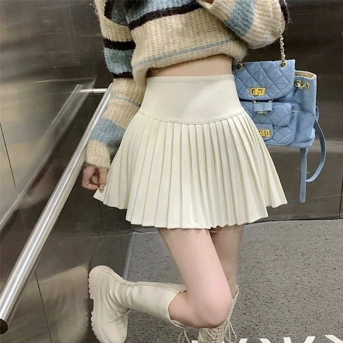 Плиссированная юбка белая анти-легкая матовая юбка женская 2024 осень новая тонкая юбка с высокой талией
