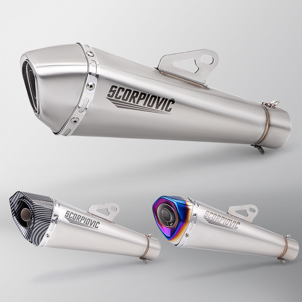 B12 Small Cone Tail Section Silencer Motorcycle Exhaust Pipe Modification Suitable for 51mm Diameter Stainless Steel High Temperature Resistant