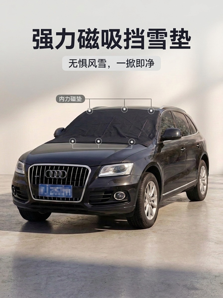 600D Oxford cloth car snow cover, anti-frost and anti-snow shield, front windshield sunshade, anti-freeze magnetic snow shield