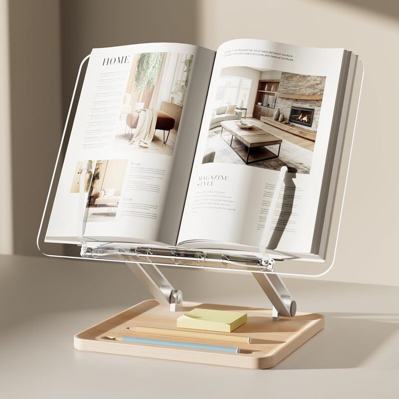 Custom Adjustable Acrylic Reading Book Stand Laptop Foldable Desktop Riser Cookbook Holder