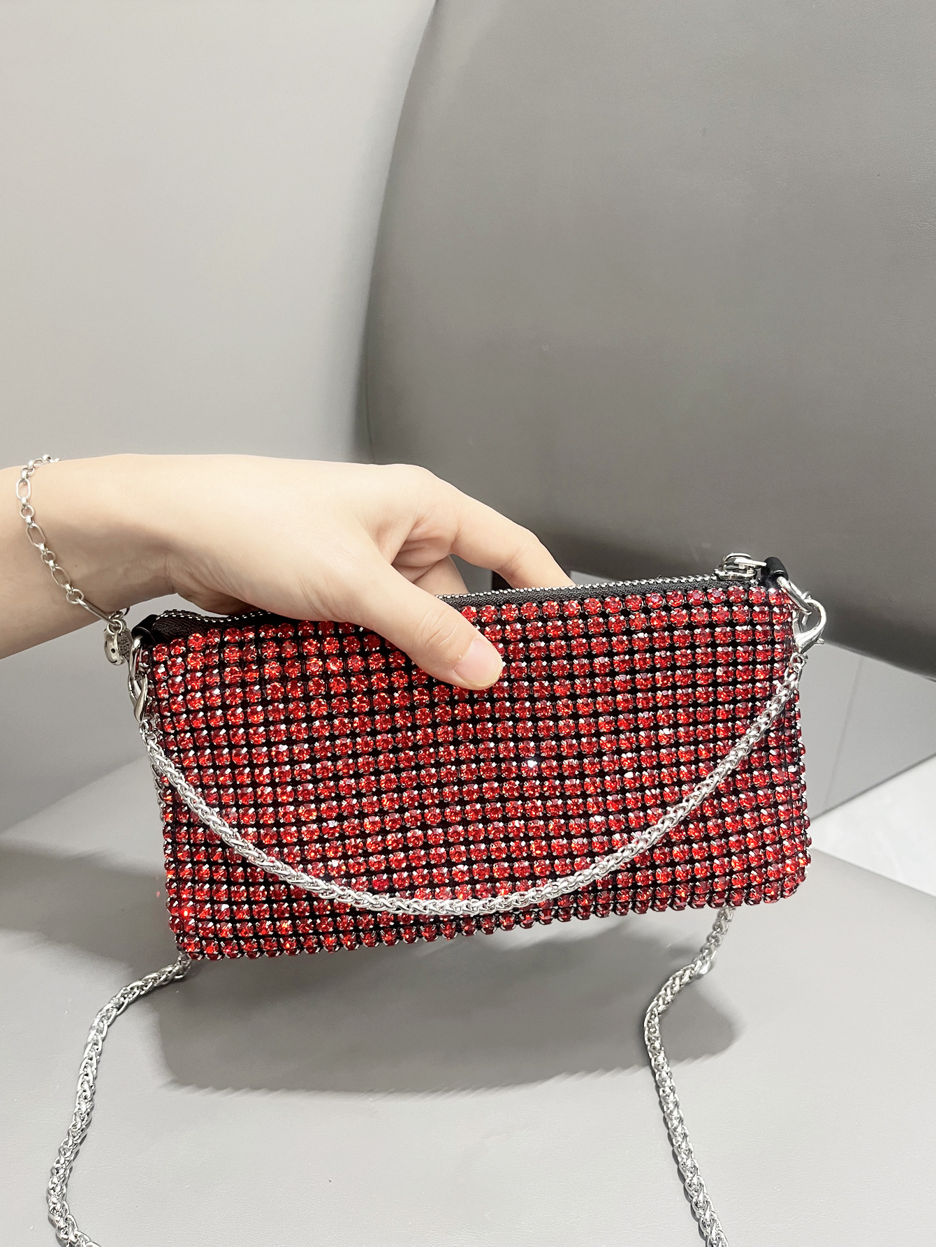 Bolsas de mujer transfronterizas europeas y estadounidenses cadenas de diamante brillante bolsas de teléfono móvil bolsas de hombro bolsas de mano bolsas de cena