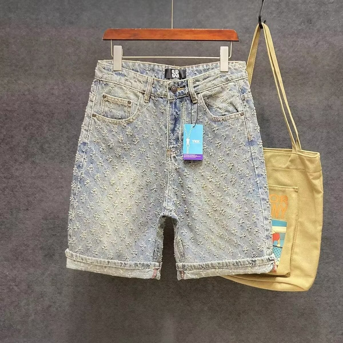 Men's Vintage Denim Summer Casual Five-Point Shorts Trendy Jacquard Jeans For Cool Guys_mkmklike.com