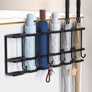 Umbrella Storage Rack, Umbrella Stand with Hooks, Umbrella Holder, Wall-Mounted Storage Rack for Home Entrance