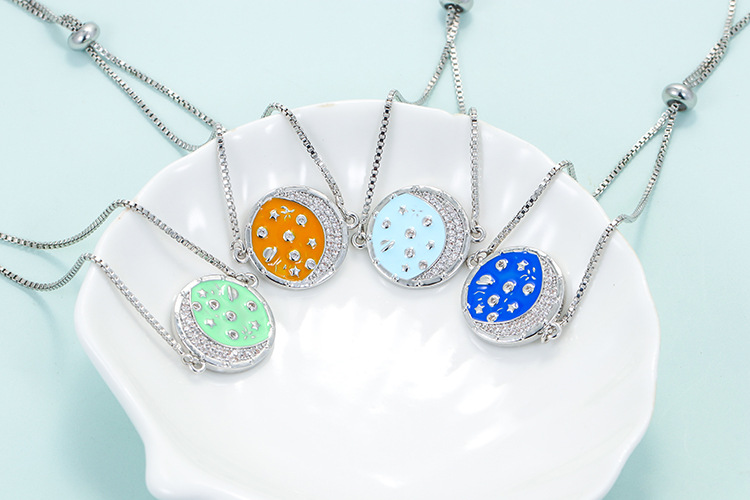 Unisex Gender Retro Simple Bracelet Color Drop Oil Star Moon Round Adjustable Bracelet