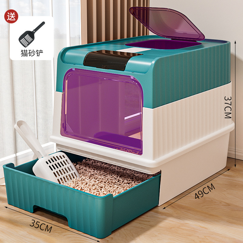 Cajón de arena para gatos super grande totalmente cerrado anti-spillado ultravioleta inodoro para gatos artículos para mascotas de plástico arena para gatos