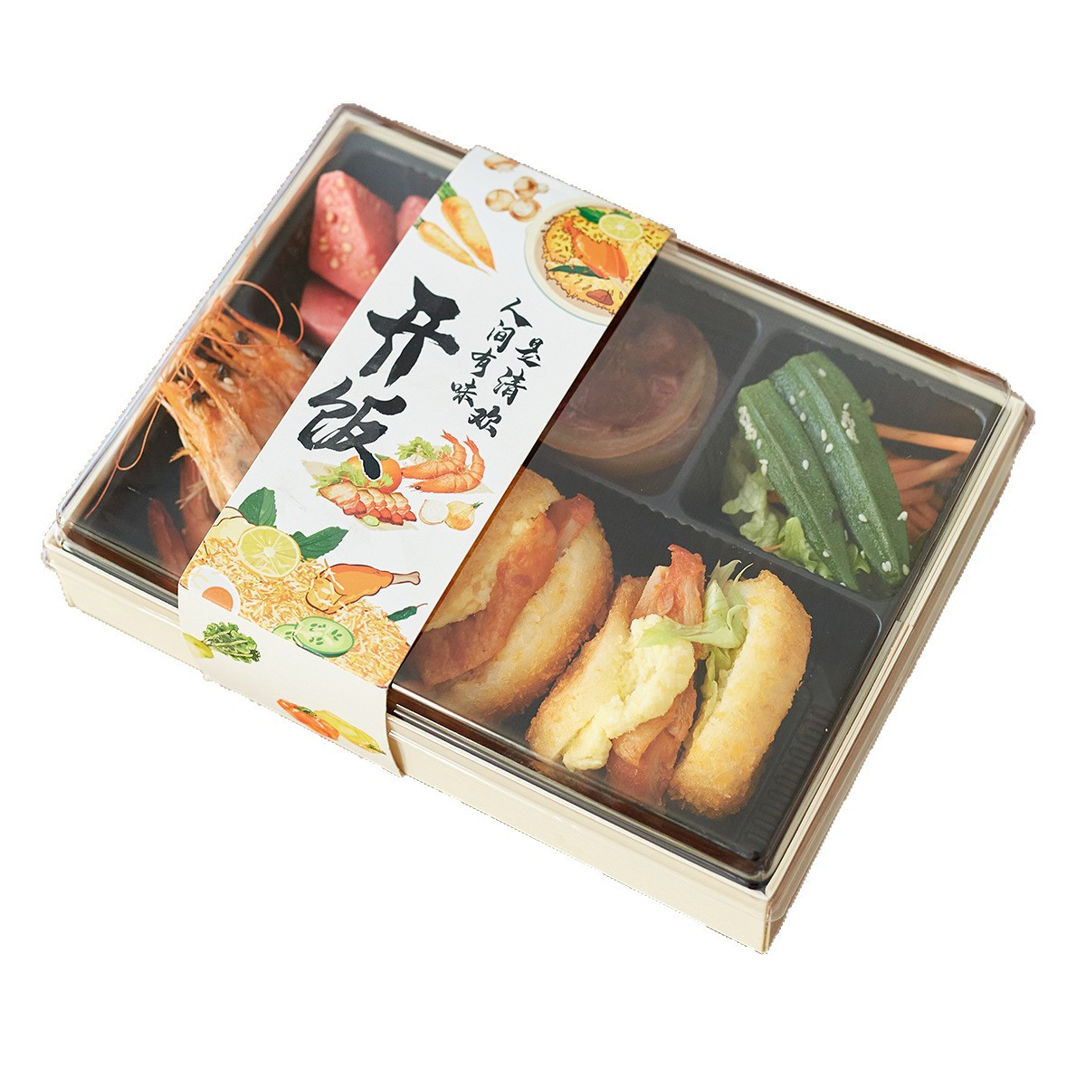 Caja de comida desechable de bento con cubierta de madera de alta calidad, caja de embalaje de picnic de camping de varios lugares