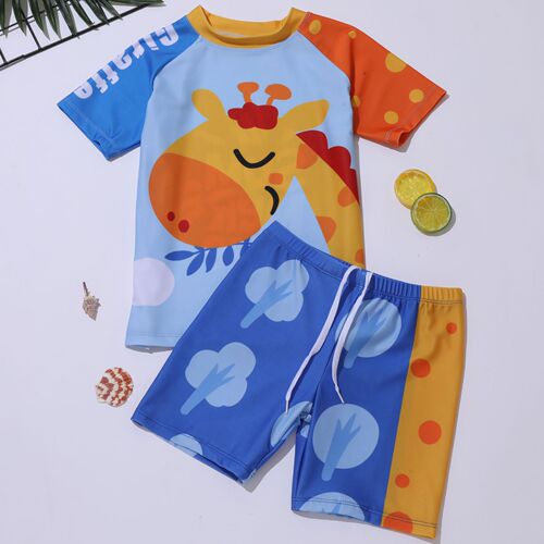 Cartoon Children's Swimwear for Boys, Unisex, S, M, L, Flat-Footed, Separate Swimwear, Quick-Drying Swim Trunks Set, Very Cute