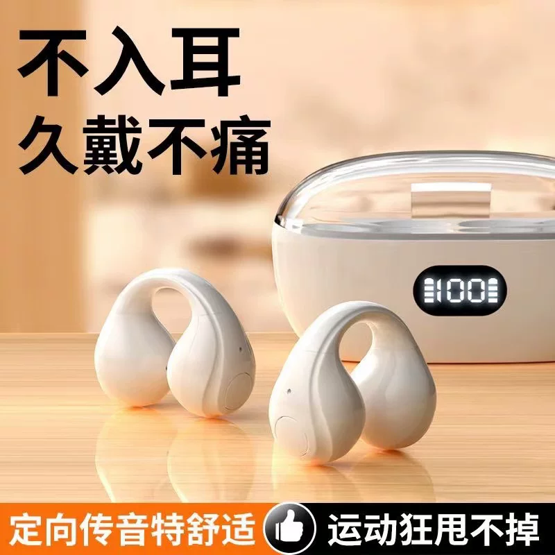Wireless ear clips, transparent headphones, with LED display, bluetooth