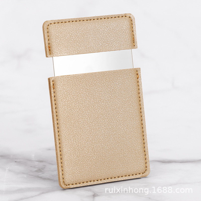 Espejo cosmético de mano de color sólido espejo cosmético de acero inoxidable espejo portátil resistente a los golpes logotipo imprimible