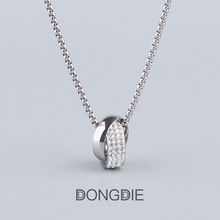 王一博同款钛钢双环镶钻潮设计感潮牌百搭配饰高街挂坠男士吊坠