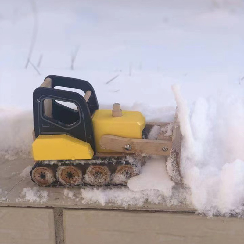 Winter Christmas British T large wooden beech snowplow digger large high end toy children gift
