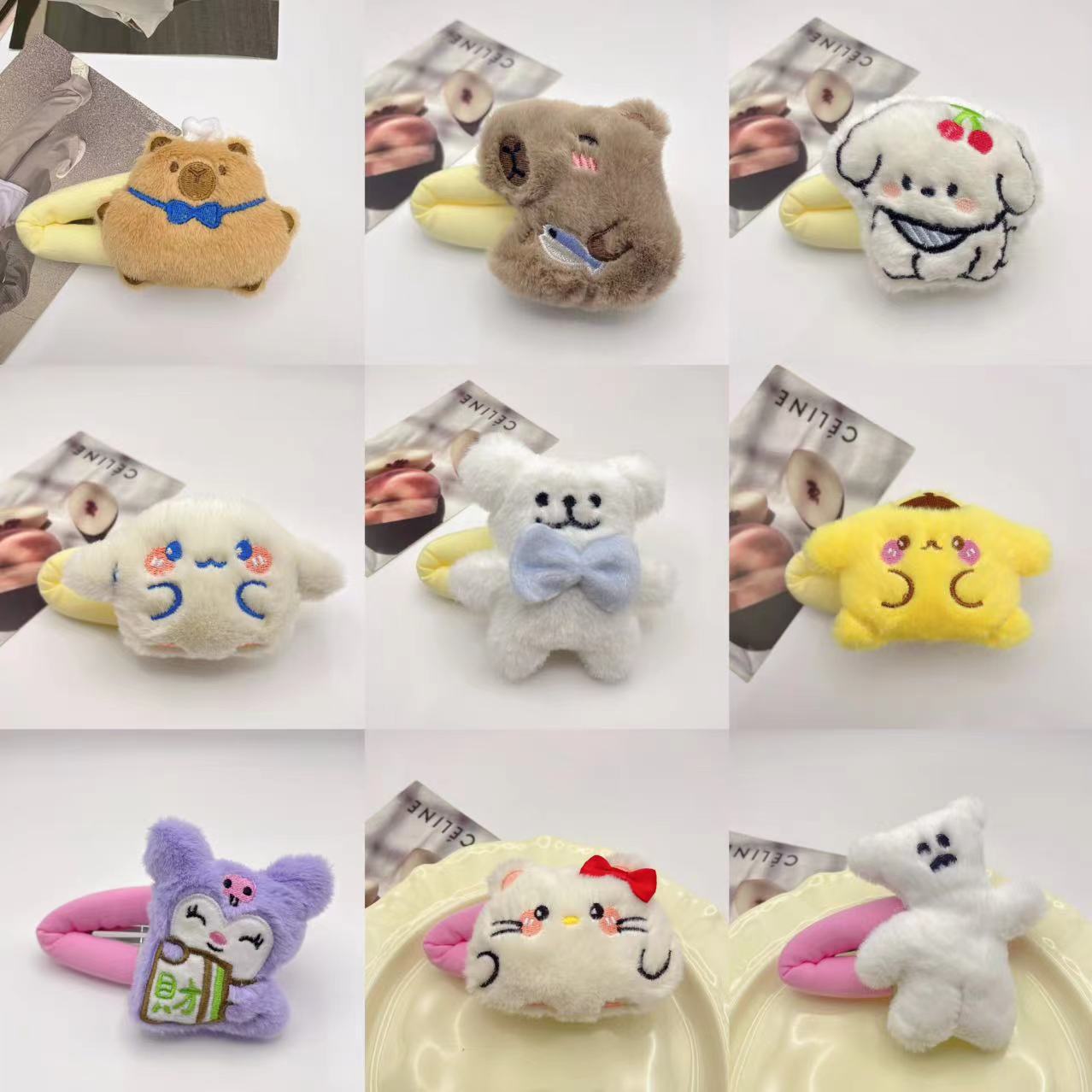 发夹女可爱卡通毛绒边夹后脑勺夹子刘海夹学生BB夹发卡精品店头饰