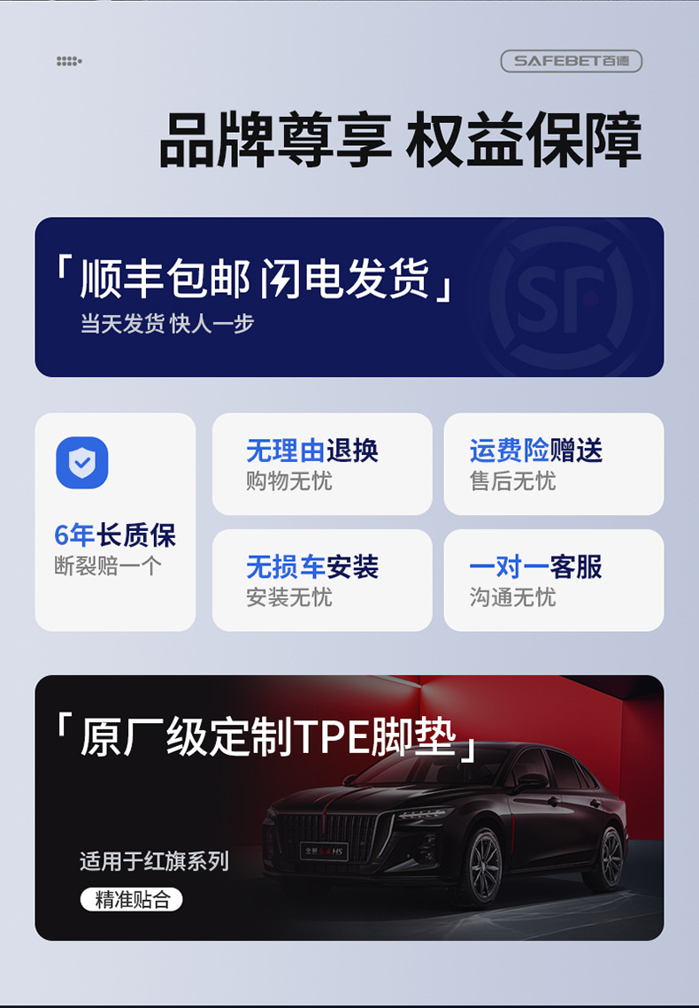 Suitable for Hongqi H6, HS3, HS5, HS6, PHEV, E-QM5, special colorful TPE car trunk mat
