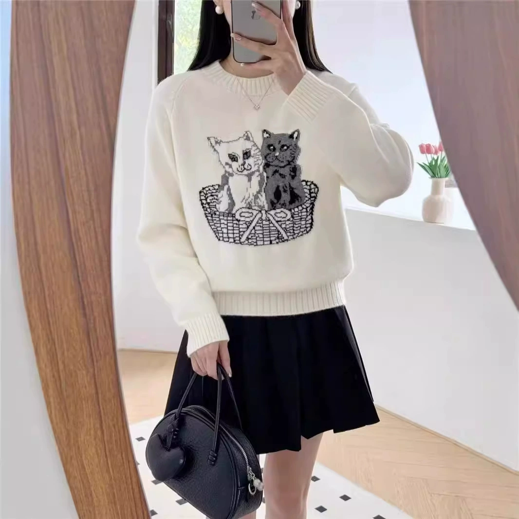 Демисезонный вязаный свитер с круглым вырезом,oversize, повышенной толщины