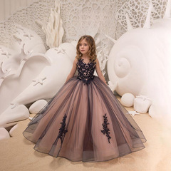 European and American girl's dress princess dress lace flower child birthday fashion show flat ground ballgown children's piano performance dress