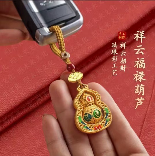 新款古法金滴油可旋转六字真言吉祥葫芦吊坠diy配件项链毛衣链|undefined