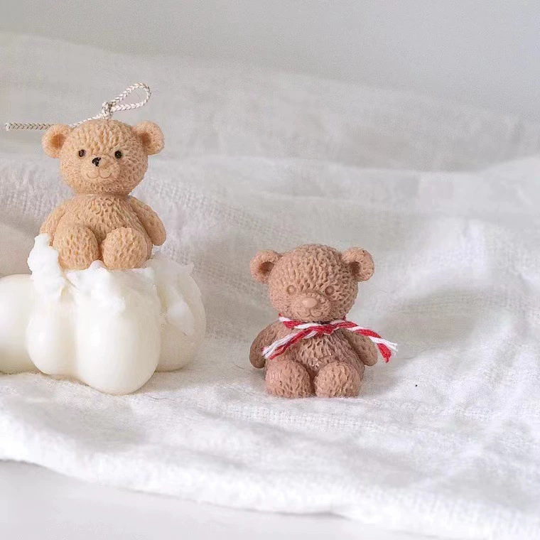 Brand set, silicone mold, cute bow tie, decorations, aromatherapy, candle handmade, Korean style, with little bears