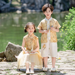 チャイナドレスの女の子の漢服のワンピースの夏の新型子供の新しい中国式の改良の小さい女の子の国風のスーツは代行します。