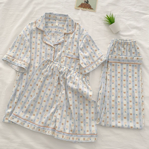 Shorts, trousers, with little bears, with short sleeve